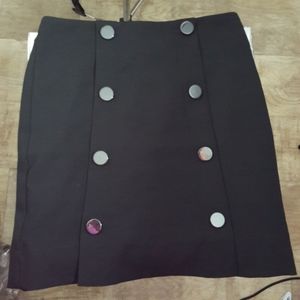 NWOT LOFT black double button skirt size 2